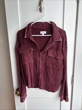 *EUC* Evereve Washed Button-Front Shirt Jacket (Size M)